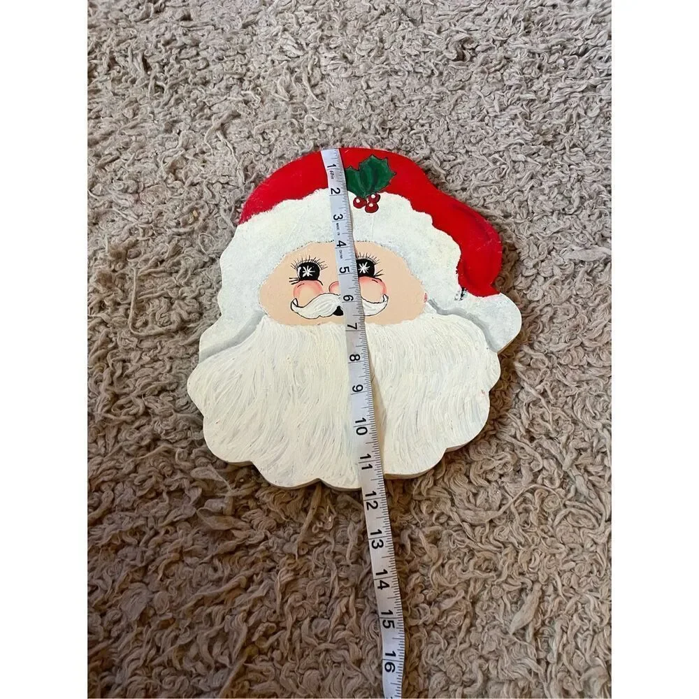 Vintage‎ Santa hand painted wooden wall decoration